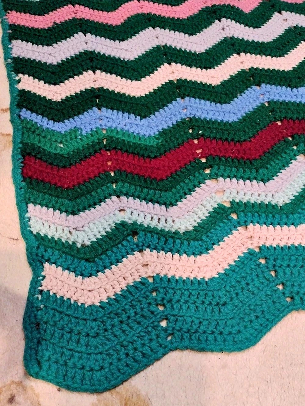 Large Handmade Crochet Chevron Afghan